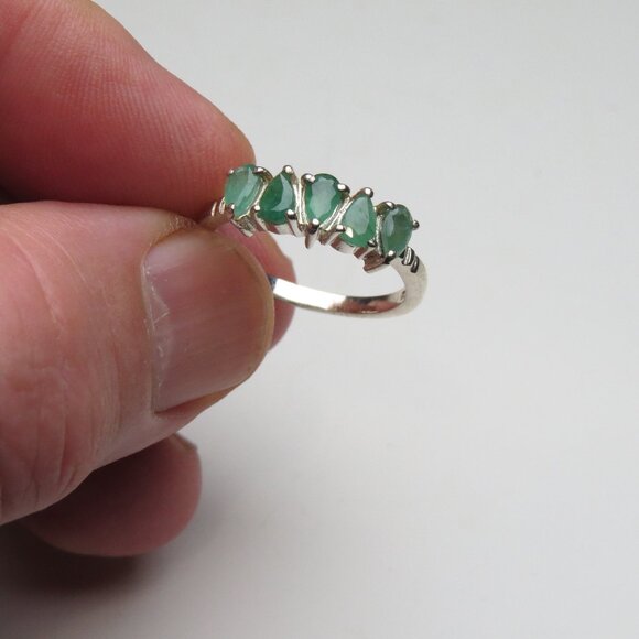 Genuine Emerald *925 Sterling Silver Ring - Picture 1 of 4